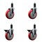 Service Caster 5'' Red Poly Wheel Swivel 1-1/4'' Expanding Stem Caster Set 2 Brakes, 4PK SCC-EX20S514-PPUB-RED-2-PLB-2-114 - alternate 1